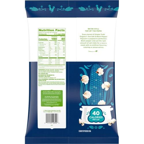 Pop-corn biologique Simple Truth sel marin et poivre noir 125 g