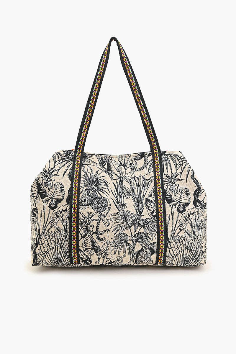 Sac cabas orné Léopard Tropical