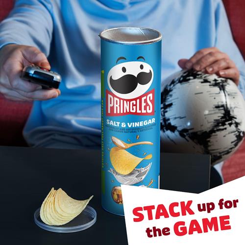 Pringles Chips de pommes de terre croustillantes, collations du midi, collations à emporter, sel et vinaigre, boîte de 156 g (1 boîte)