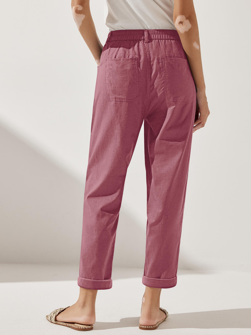 Pantalon en lin simple à braguette boutonnée HEIDI