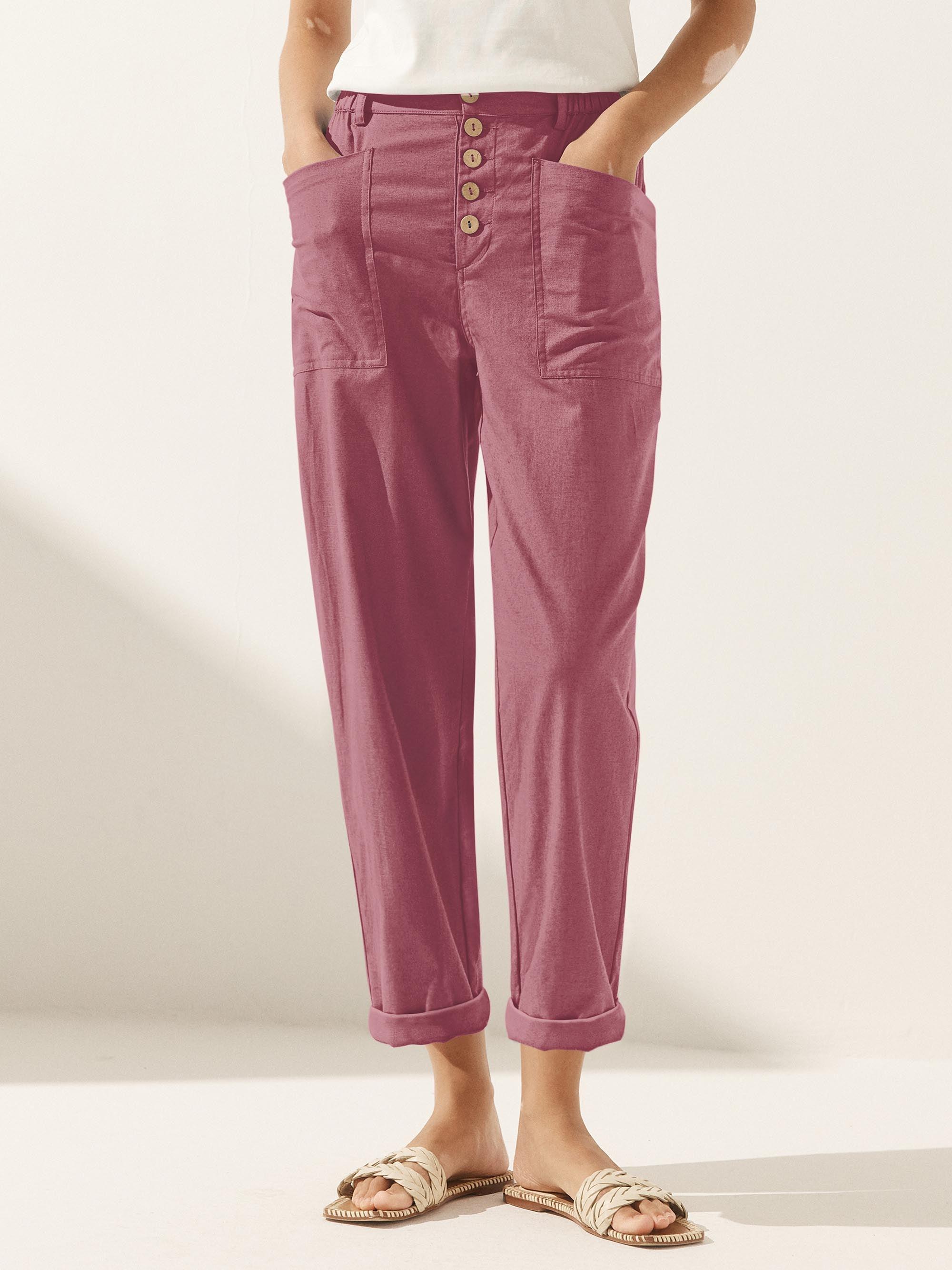 Pantalon en lin simple à braguette boutonnée HEIDI