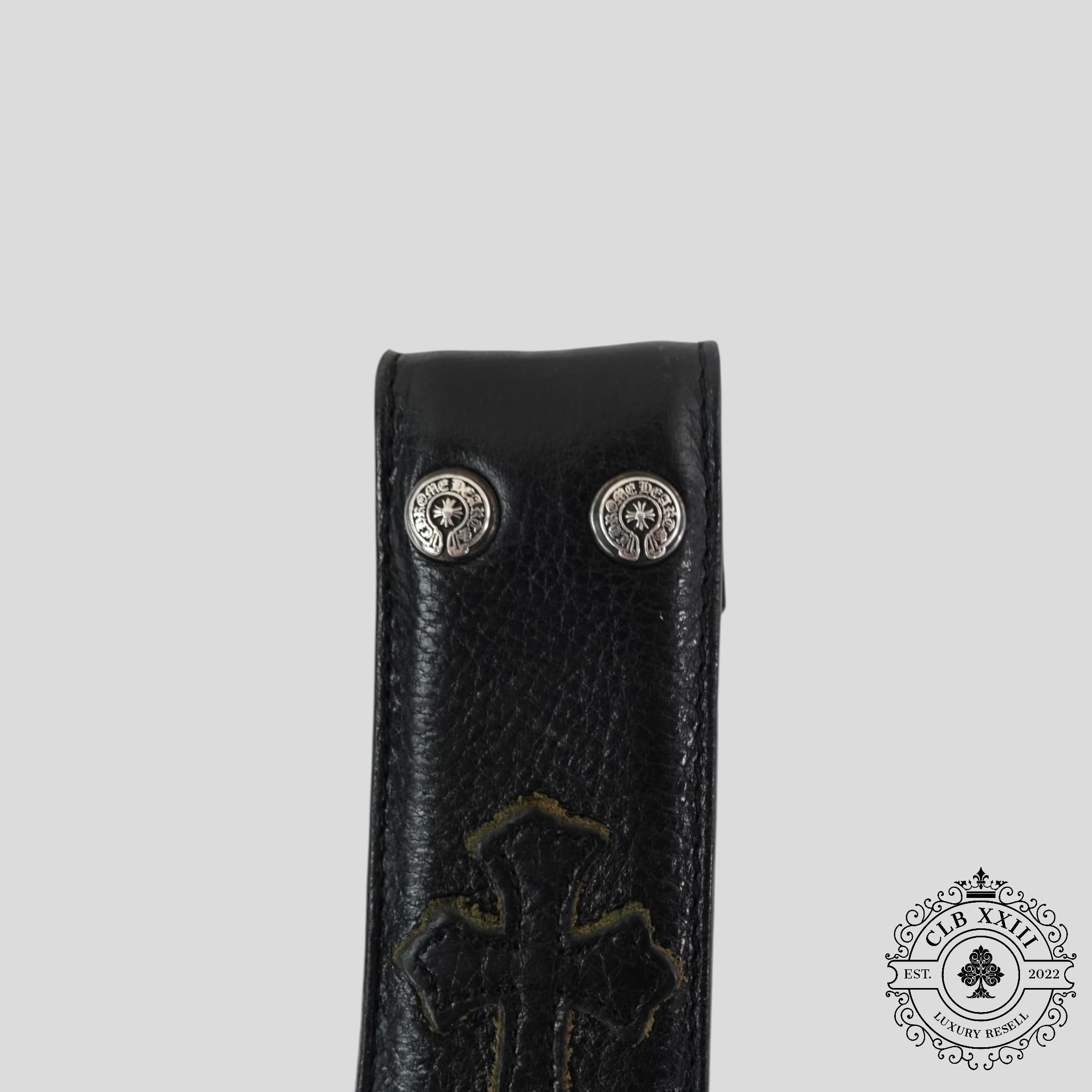 Ceinture Chrome Hearts en cuir à croix plaquées