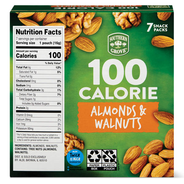 Mélange de noix Southern Grove (amandes et noix) 100 calories, paquet de 111 g