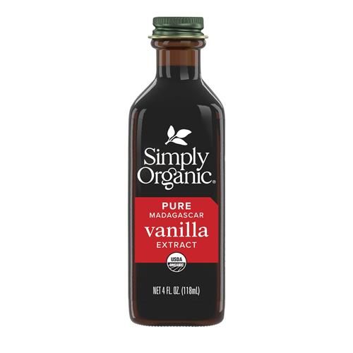 Extrait de vanille pure de Madagascar Simply Organic, flacon en verre de 118 ml, certifié biologique, arôme sans sucre pour smoothies (lot de 1)