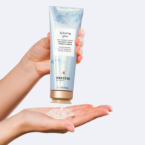 Revitalisant sans sulfates Pantene, hydrate les cheveux secs et abîmés, mélanges de nutriments à l'essence de baobab, sans danger pour les cheveux colorés, 236 ml