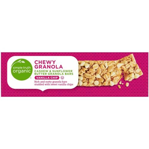 Barres énergétiques au beurre de cajou et de tournesol à la vanille et aux pépites de chocolat biologique Simple Truth, 5 unités