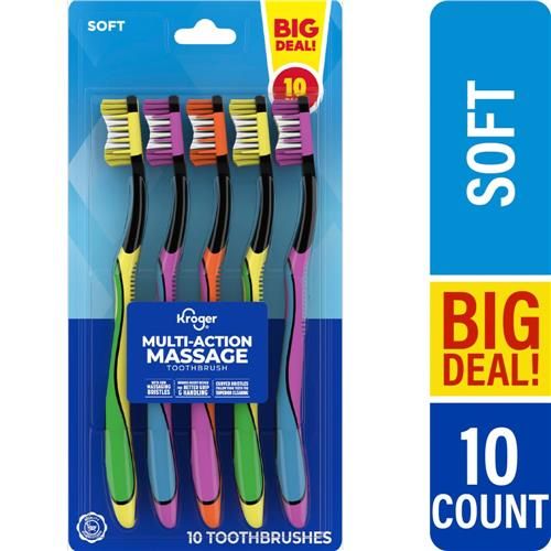Brosse à dents de massage multi-action Kroger à brins souples, paquet de 10