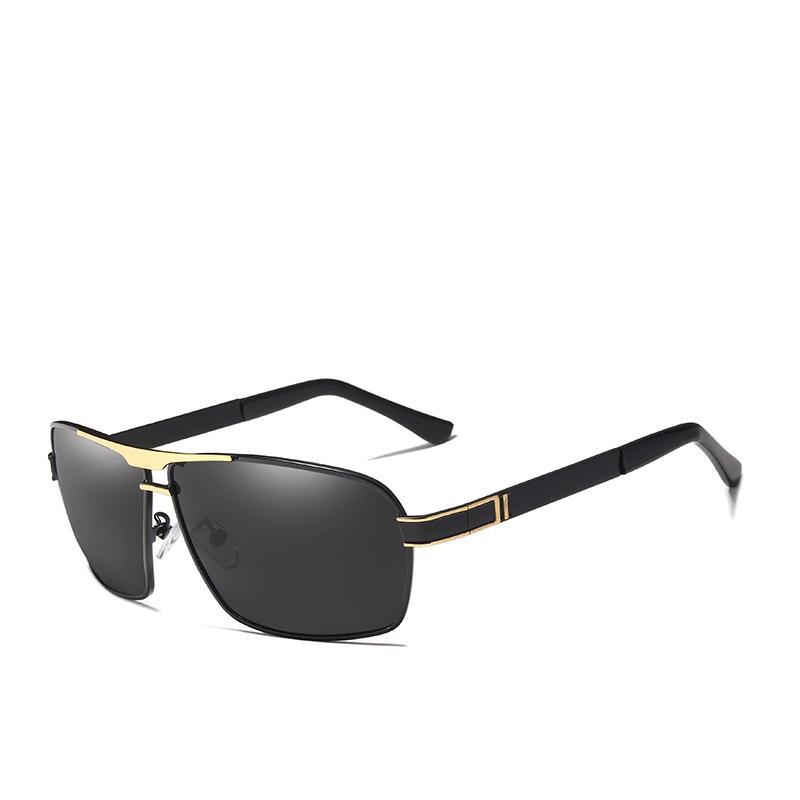 Lunettes de soleil de luxe pour hommes, style classique, monture en métal de haute qualité et verres polarisés avec protection UV400
