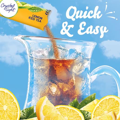 Crystal Light Boisson en poudre saveur thé glacé citron sans sucre, naturellement aromatisée, 4 sachets pour pichets