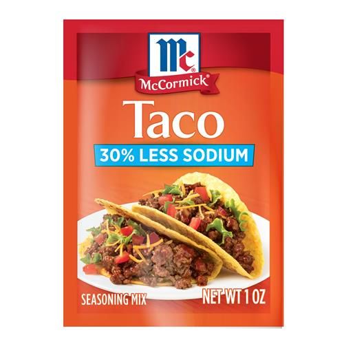 Mélange d'assaisonnement pour tacos McCormick, 30 % moins de sodium, sans glutamate monosodique ajouté, sans arômes artificiels, pour tacos, nachos, fajitas et plus, 28 g