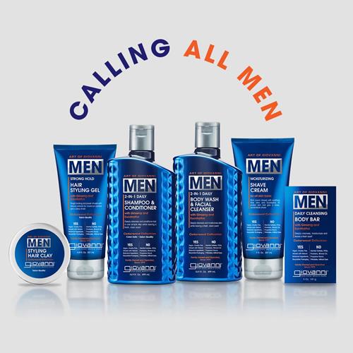 Gel Coiffant pour Hommes Giovanni, 200 ml, au Ginseng et Eucalyptus, Lisse les Cheveux, Définit le Style & Contrôle les Frisotis, Apporte de la Brillance, Vegan, Collection Cèdre pour Hommes, Tous Types de Cheveux -