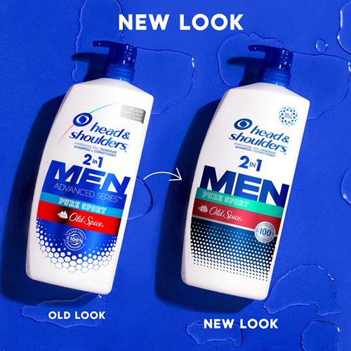Head and Shoulders Hommes Shampoing et Revitalisant antipelliculaire 2 en 1, Traitement antipelliculaire, Old Spice Pure Sport pour usage quotidien, sans parabène, 834 ml
