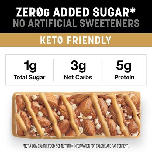Kind Zero Sucre Ajouté Barres, Caramel Amande & Sel Marin, Collation Keto, Sans Gluten, 5G Protéines, 5 Unités