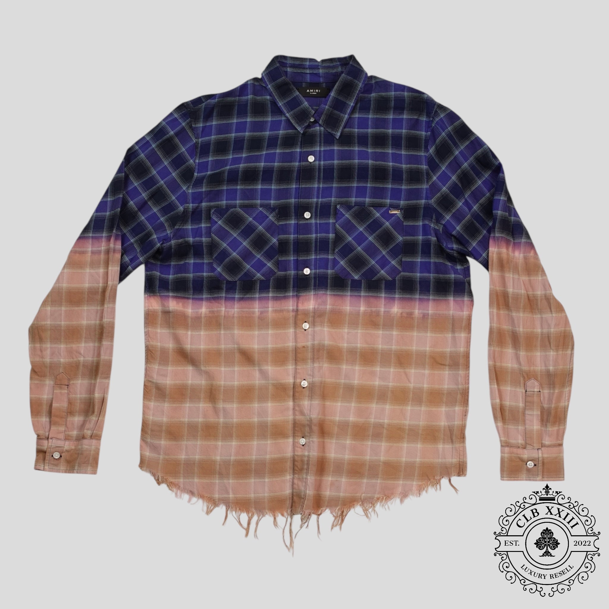Chemise boutonnée en flanelle délavée Amiri bleue