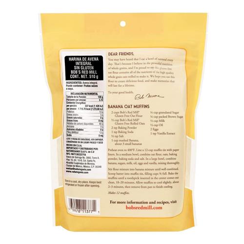 Bobs Red Mill Gluten Free Oat Flour, 18 Oz (Pack Of 1) - Gluten Free, Whole Grain, Vegan, Kosher