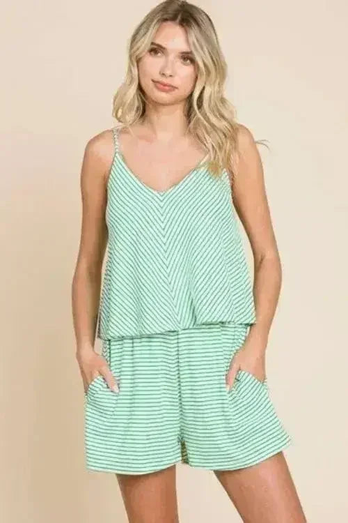 Combinaison short à rayures et double évasement Culture Code - Taille complète