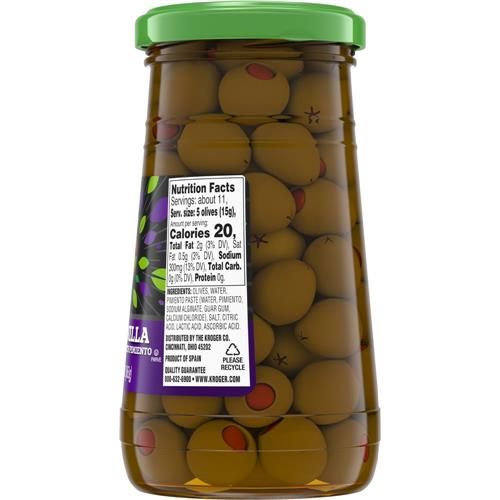 Olives Manzanilla farcies aux piments Kroger 163 g