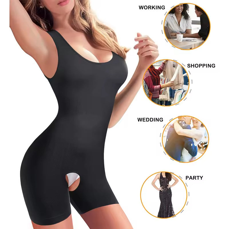 Body gainant grande taille avec contrôle du ventre, rehausseur de fesses et soutien-gorge intégré, body shaper ouvert à l'entrejambe pour femmes