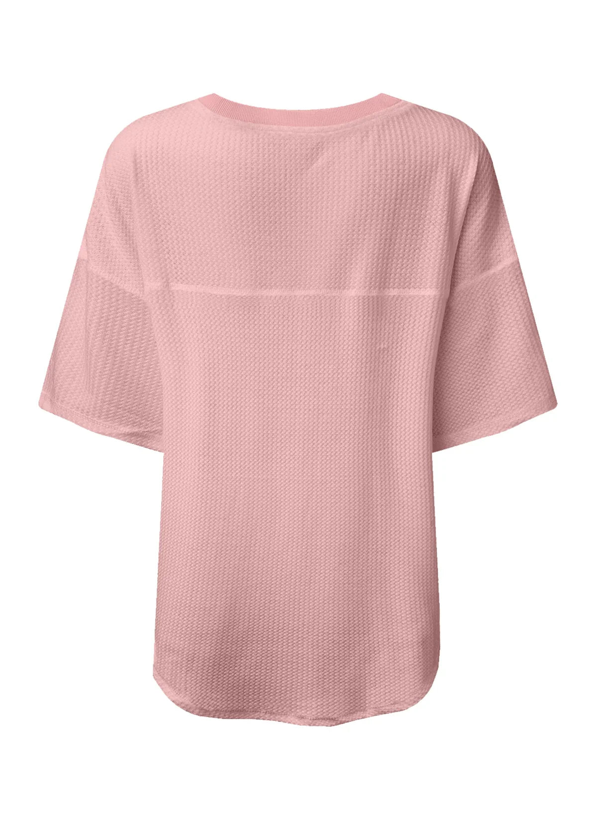 T-shirt ample à col en V et épaules tombantes, texture gaufrée blanche