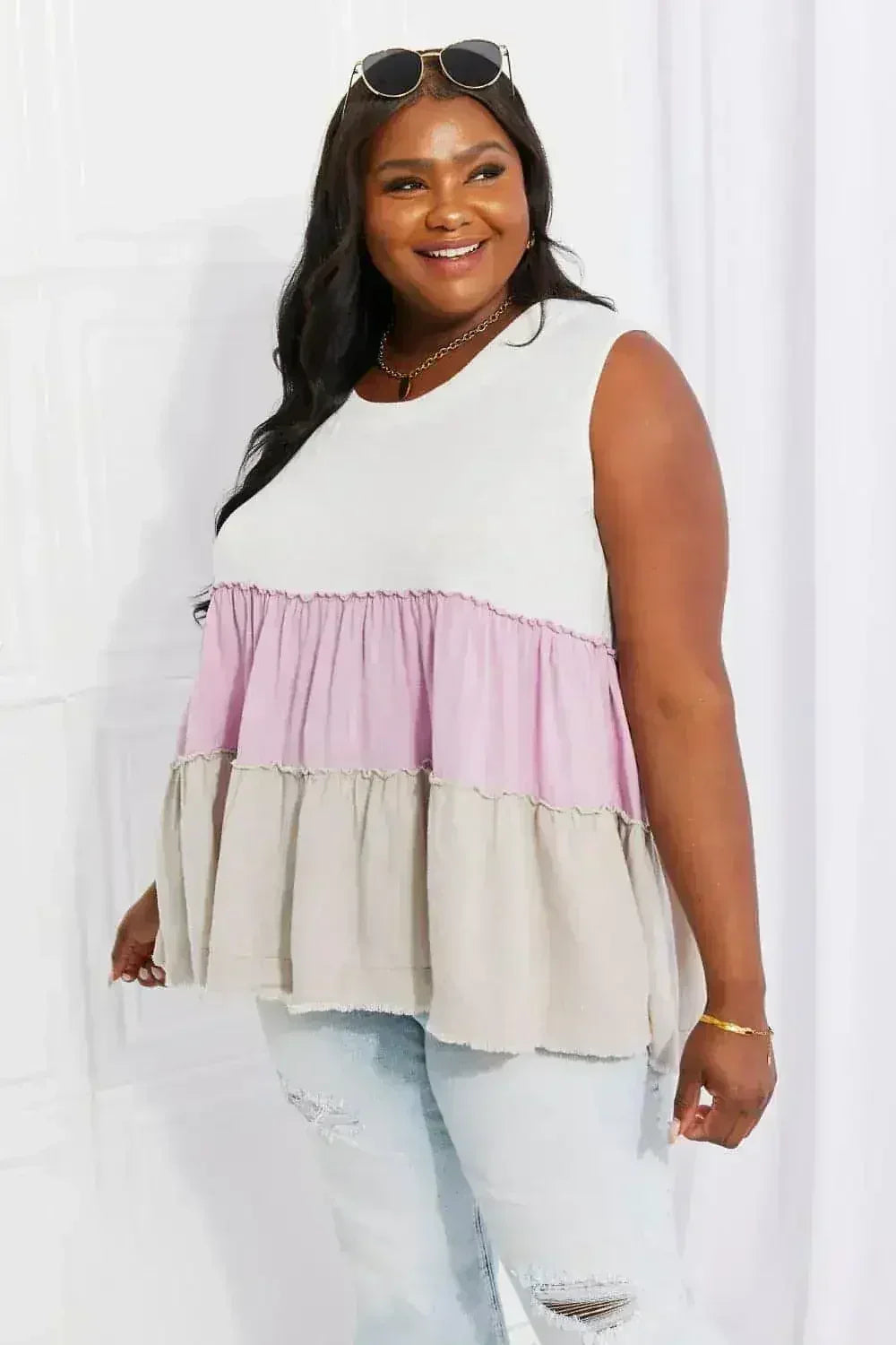 Haut poupée court dégradé de couleur lavande - Motif coucher de soleil | Femstylo