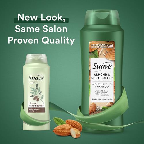 Shampooing Hydratant Professionnel Suave Cheveux Secs Amande et Beurre de Karité Sans Parabène ni Colorant 828 ml