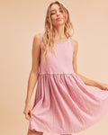 Mini-robe débardeur col rond pour femme – Essentiel stylé au quotidien, confortable avec détails froncés, robe décontractée polyvalente pour des looks sans effort