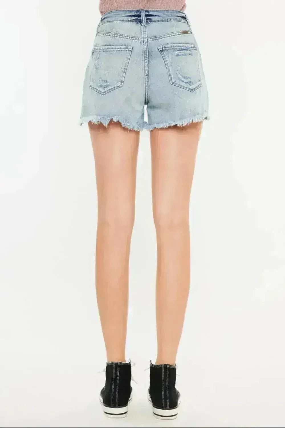Short en jean délavé Kancan taille haute avec poches