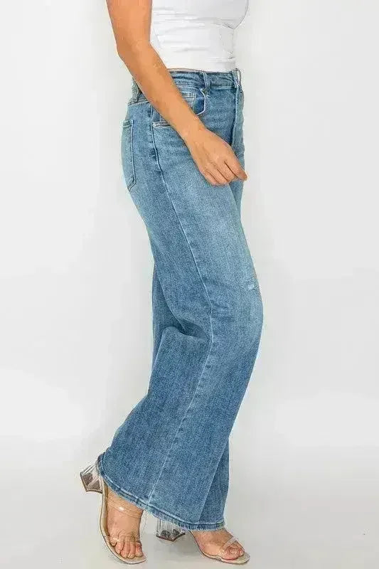 Jean bytos taille haute et coupe large avec poches