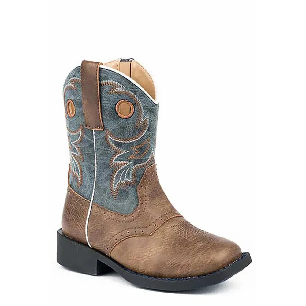 Roper Daniel (Bleu/Marron) - Bottes de cowboy pour tout-petits