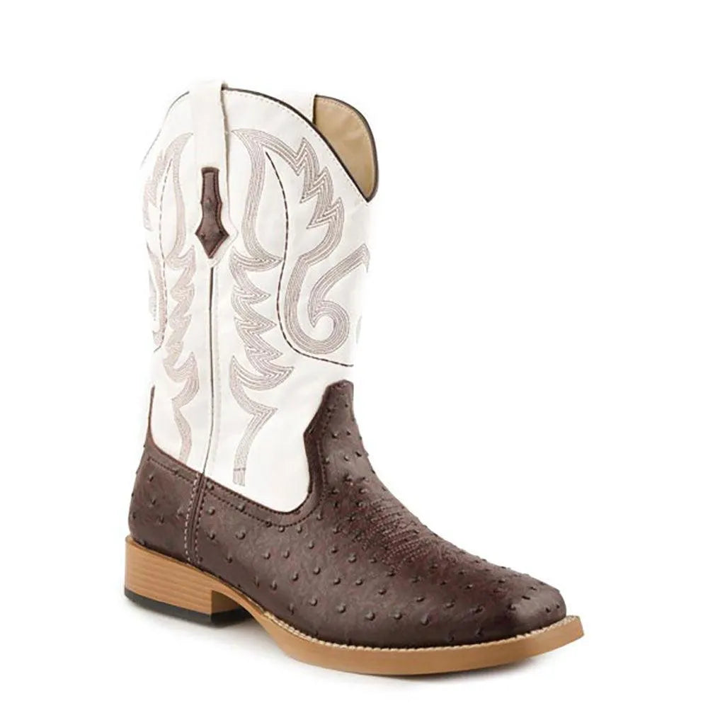 Bottes de cowboy Roper Bump (blanc/marron) - Pour petits et grands enfants