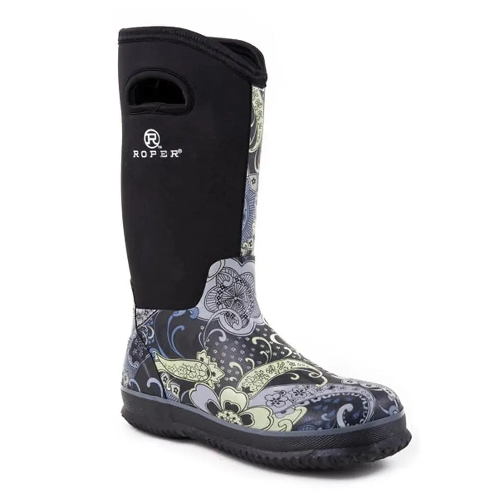 Roper Barnyard Paisley (Violet) - Bottes de pluie de travail pour femme