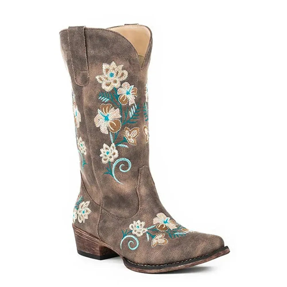 Bottes de cowboy Roper Riley Floral (Marron) - Femme