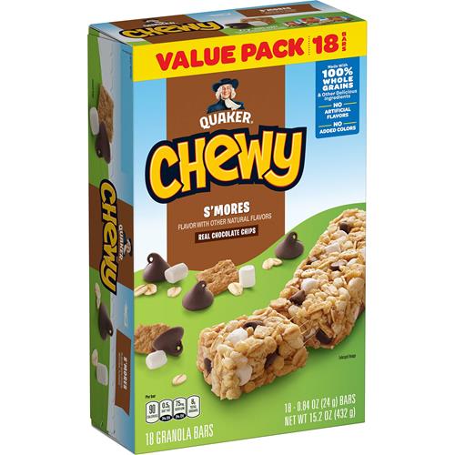 Quaker Chewy Smores, véritables pépites de chocolat, 24 g, 18 unités
