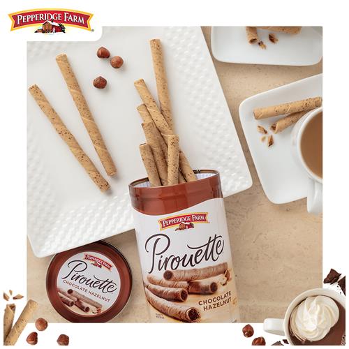 Biscuits Pirouette de Pepperidge Farm, gaufrettes fourrées à la crème chocolat-noisette, boîte de 382 g