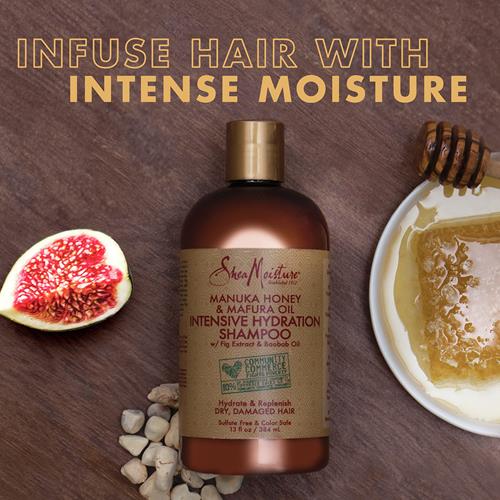 Sheamoisture Shampoo Hydratation Intense Pour Cheveux Secs Et Abîmés Miel De Manuka Et Huile De Mafura Sans Sulfates 384 ml