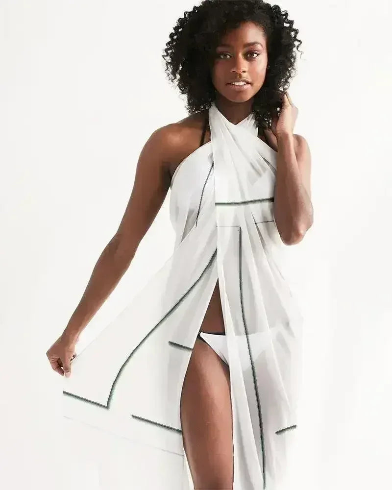 Paréo transparent cache-maillot / Géométrique blanc et gris