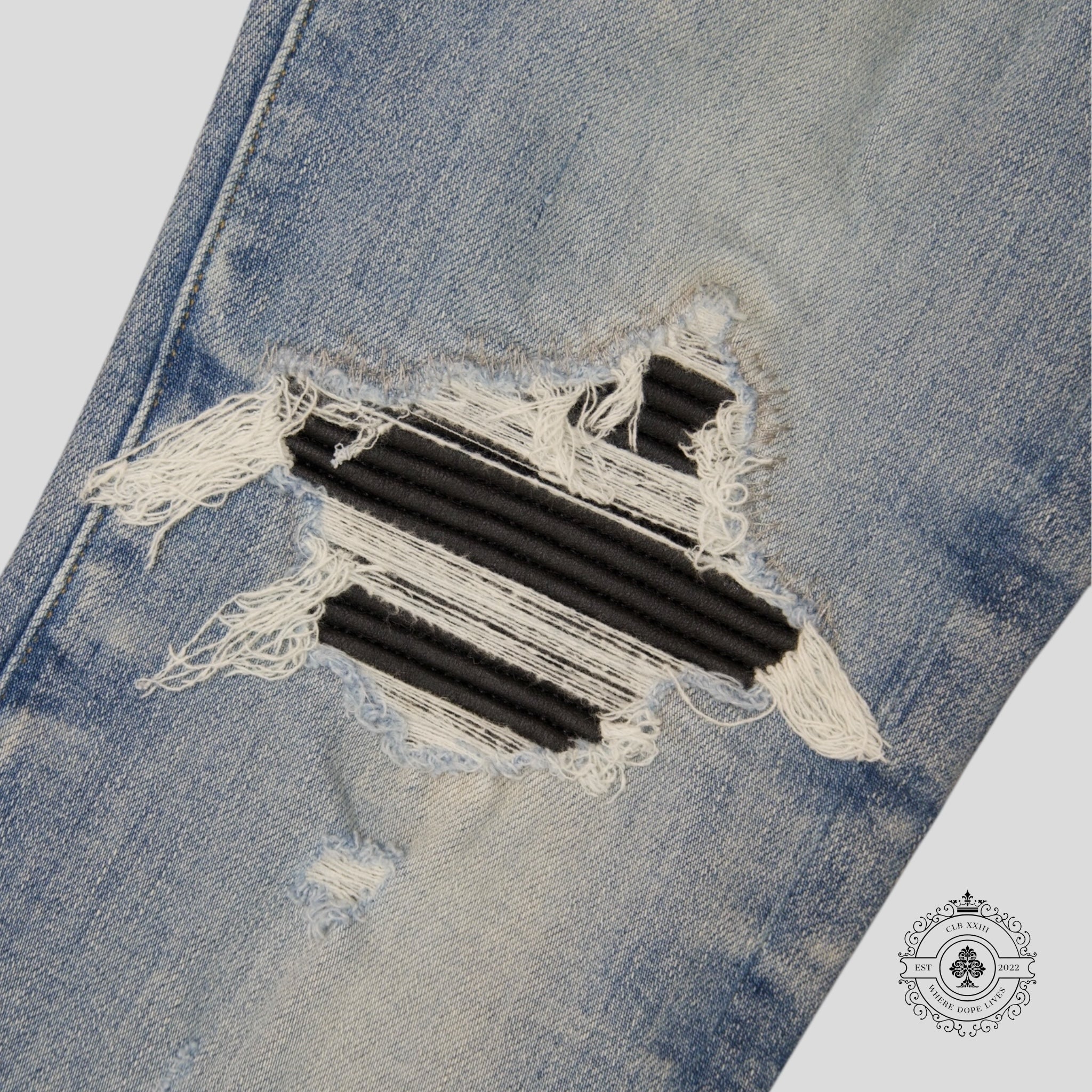Jeans Amiri MX1 en cuir vieilli indigo clair