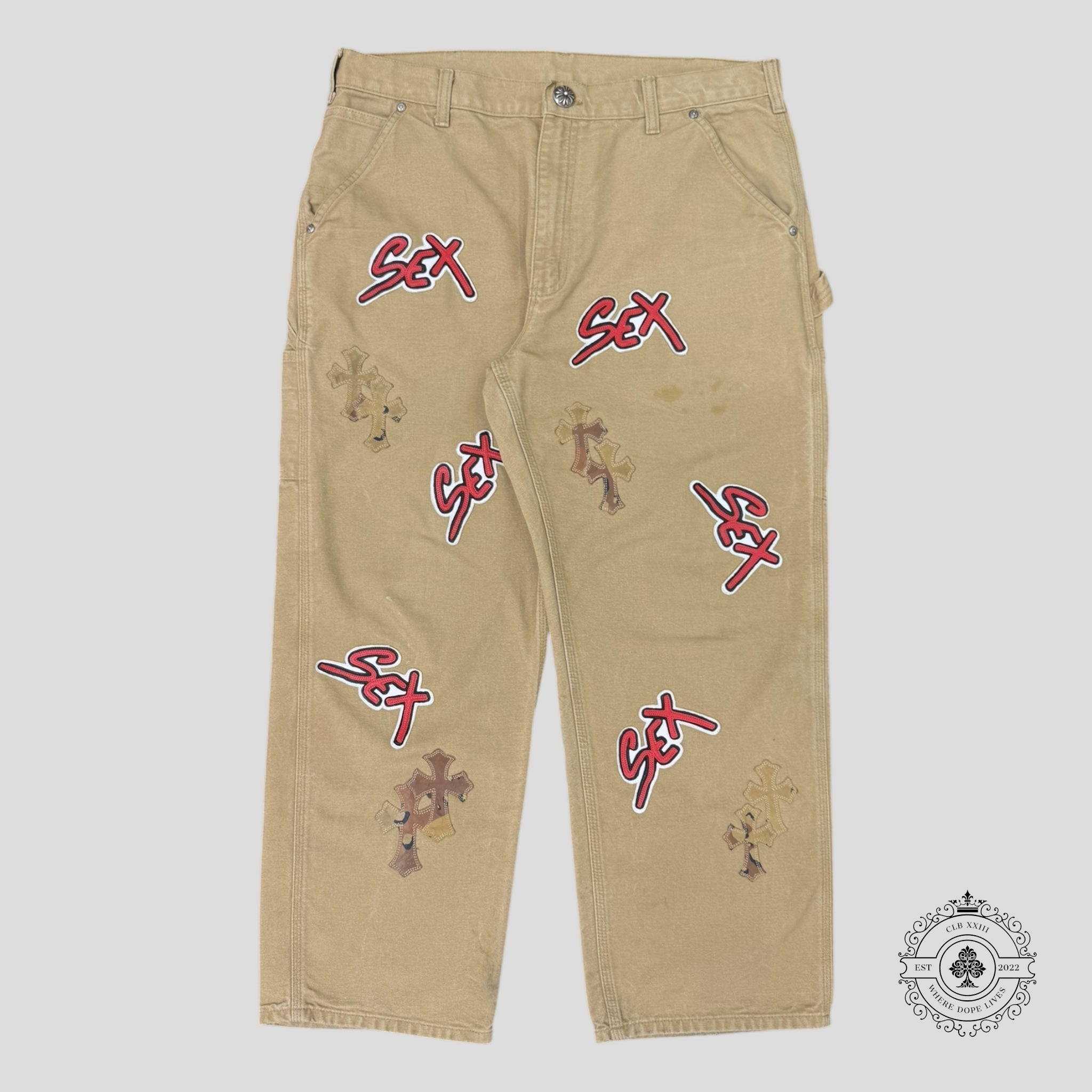 Pantalon cargo Chrome Hearts Sex Records à patchs