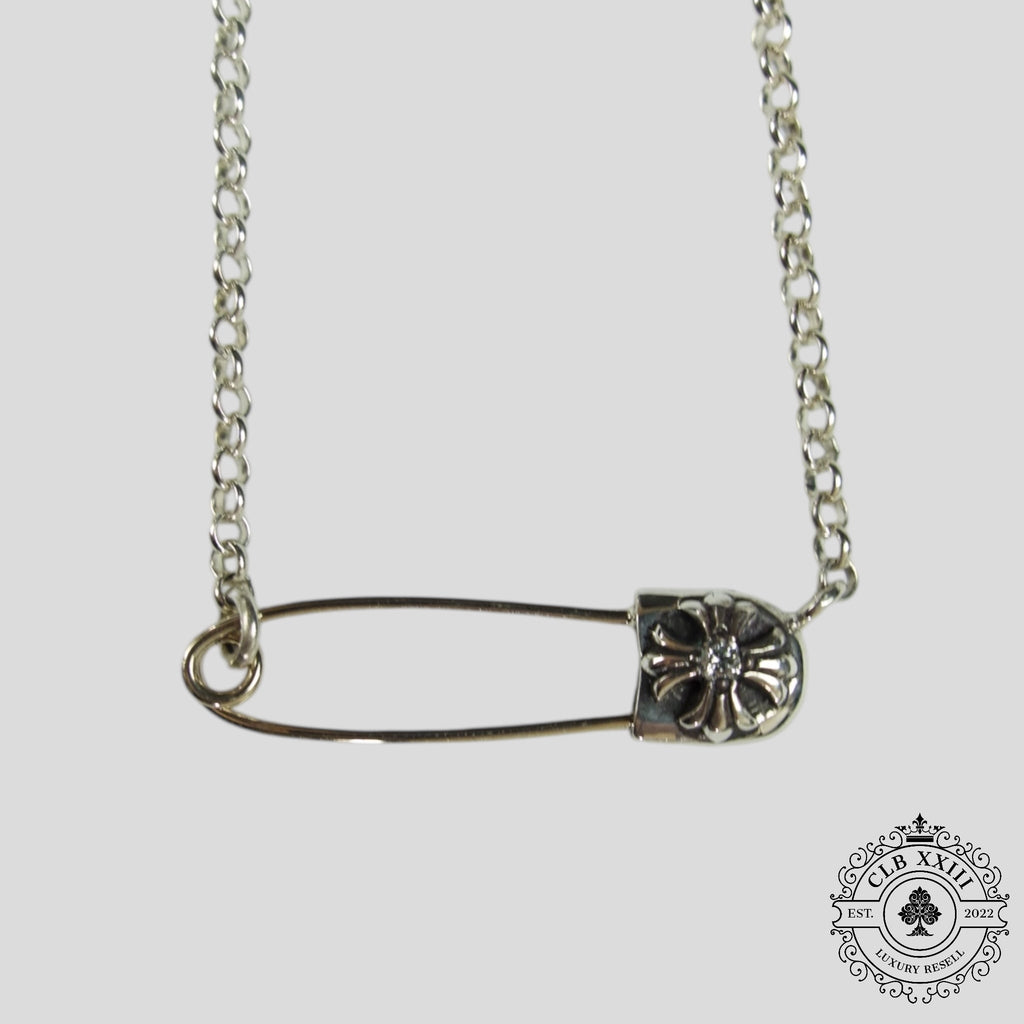 Collier trombone Chrome Hearts avec diamants en argent
