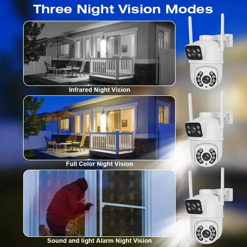 Caméra de sécurité WiFi PTZ 8MP double objectif – Vision nocturne et audio bidirectionnel