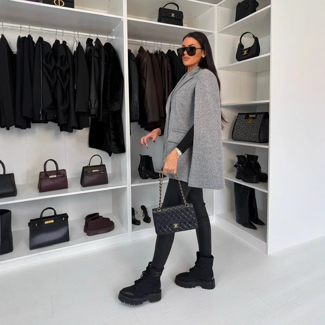 Manteau châle uni pour femme – Vêtement d'extérieur ample à envelopper