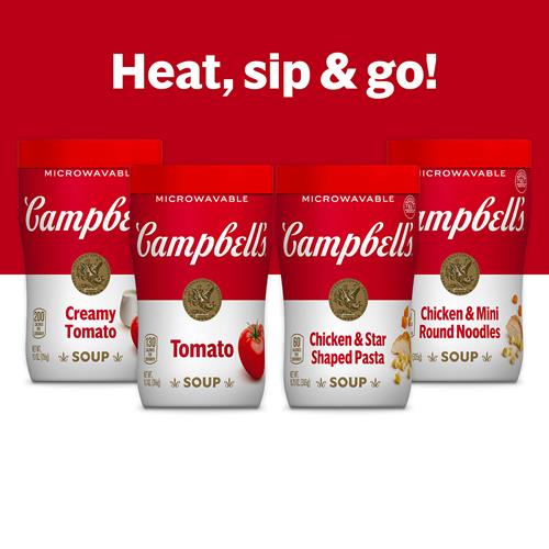 Campbells Sipping Soup, Creamy Tomato Soup, 11.1 Ounce Microwavable Cup