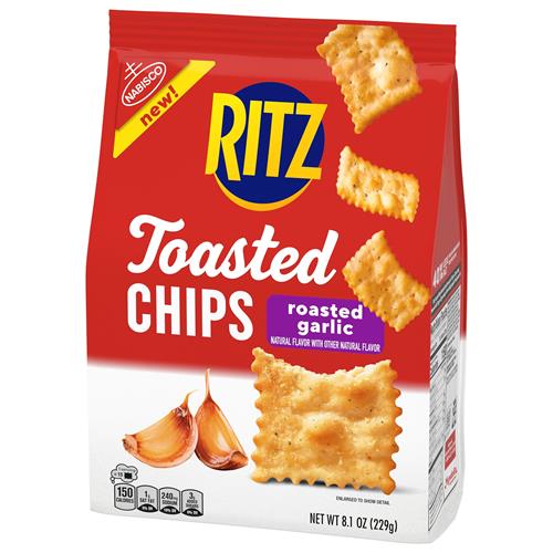 Biscuits Ritz Toasted Chips saveur ail rôti, snacks pour les fêtes, 230 g