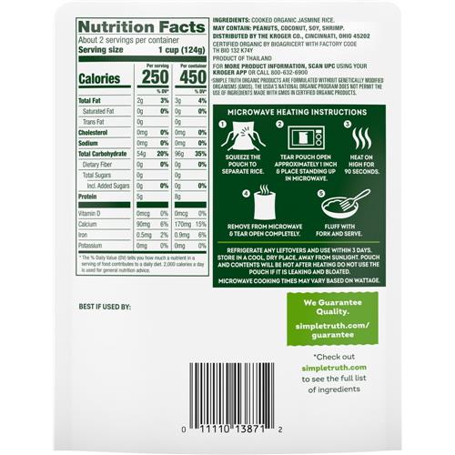 Riz Jasmin Biologique Simple Truth 250 g