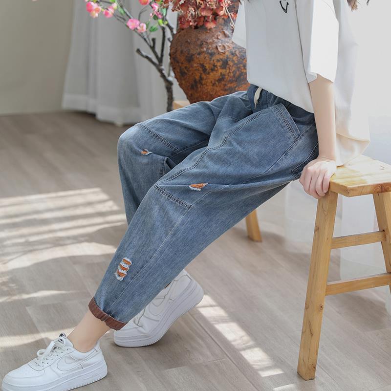 Jean déchiré capri pour femme