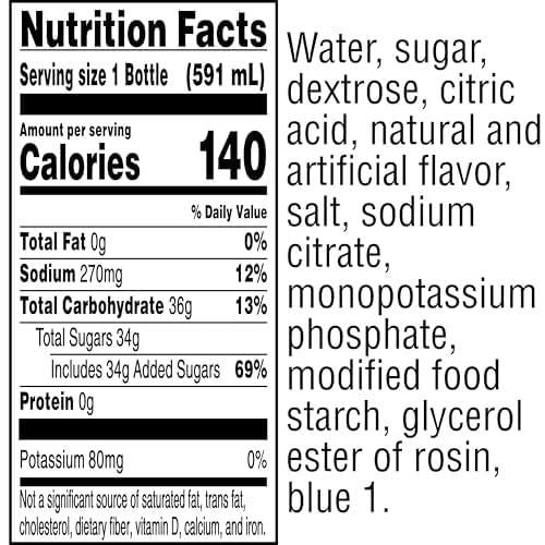 Boisson énergisante Gatorade Thirst Quencher, Cool Blue, Bouteilles de 591 ml, Paquet de 8, Électrolytes pour la réhydratation