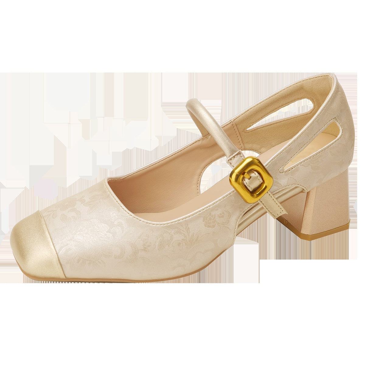 Women's Square Toe Mary Jane Chunky Heels – Soft Sole Buckle Strap