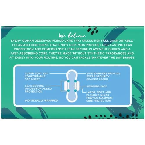 Serviettes ultra minces Kroger avec ailettes, extra longues, taille super 3, sans parfum, 38 unités