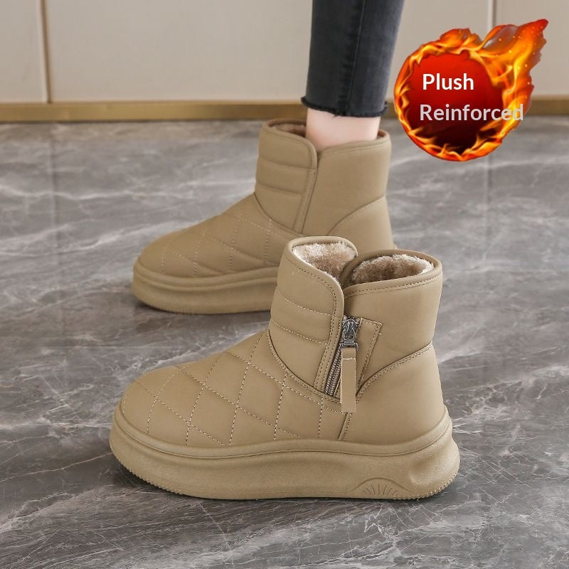 Bottes d'hiver chaudes et doublées de polaire pour femme – Bottines décontractées antidérapantes