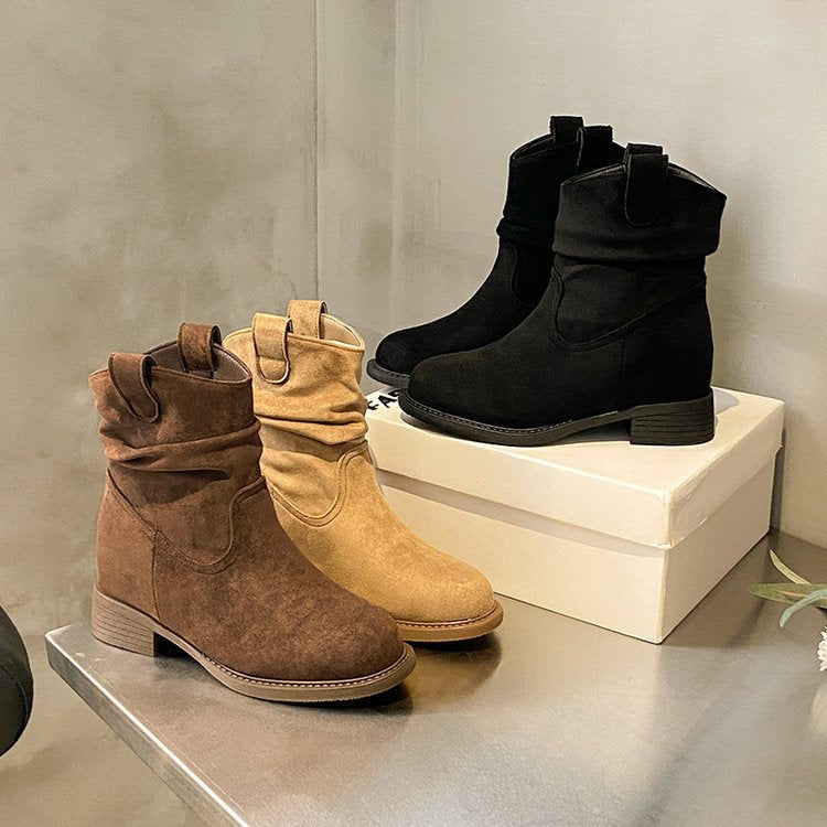 Bottines Femme Daim à Talon Carré Affinant la Silhouette